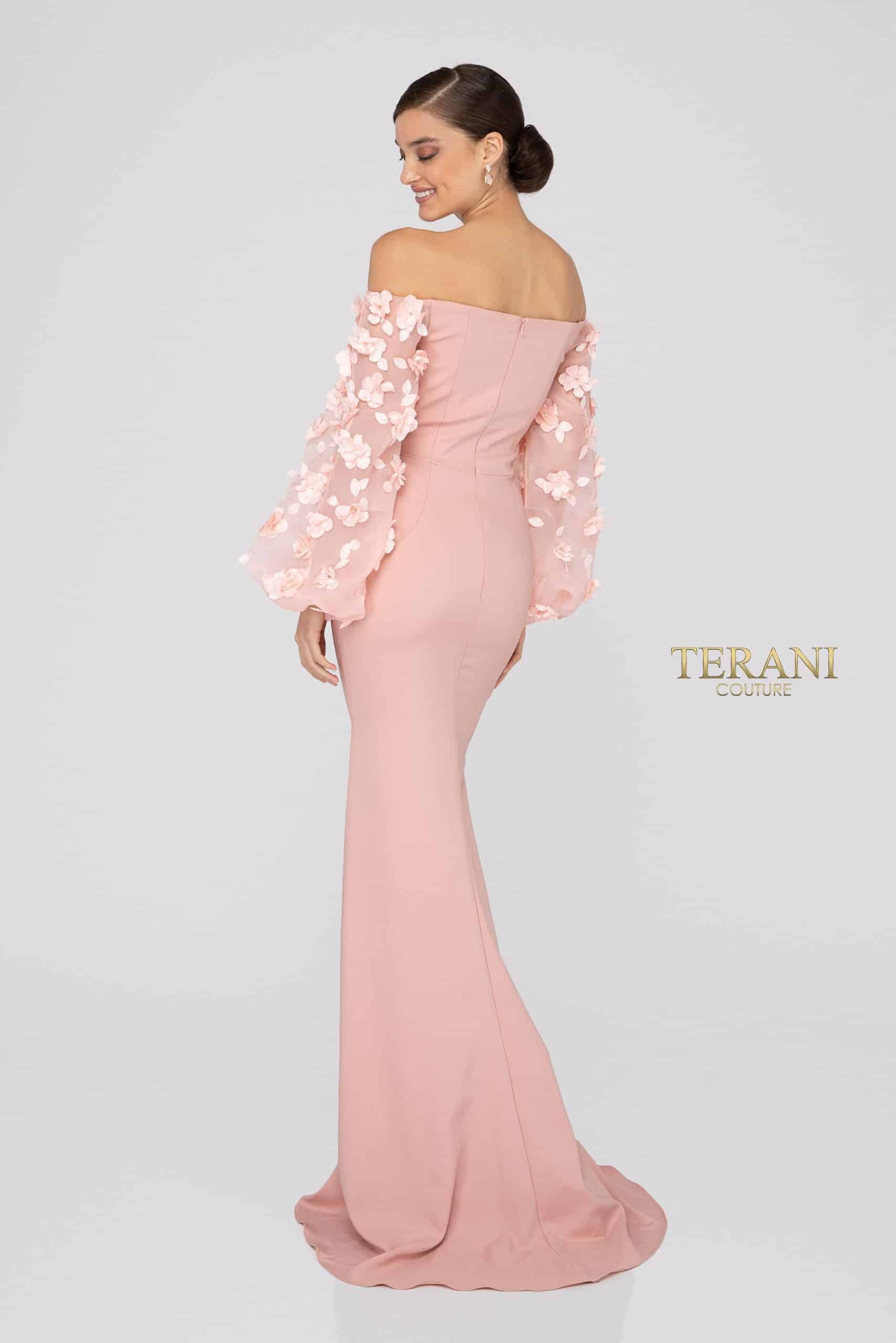 Terani Couture 1911E9128 Organza Sleeves Evening Dress