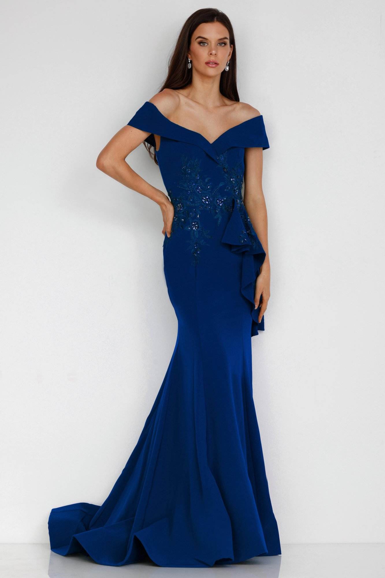 Terani Couture 1911M9339 Long Off Shoulder Prom Dress