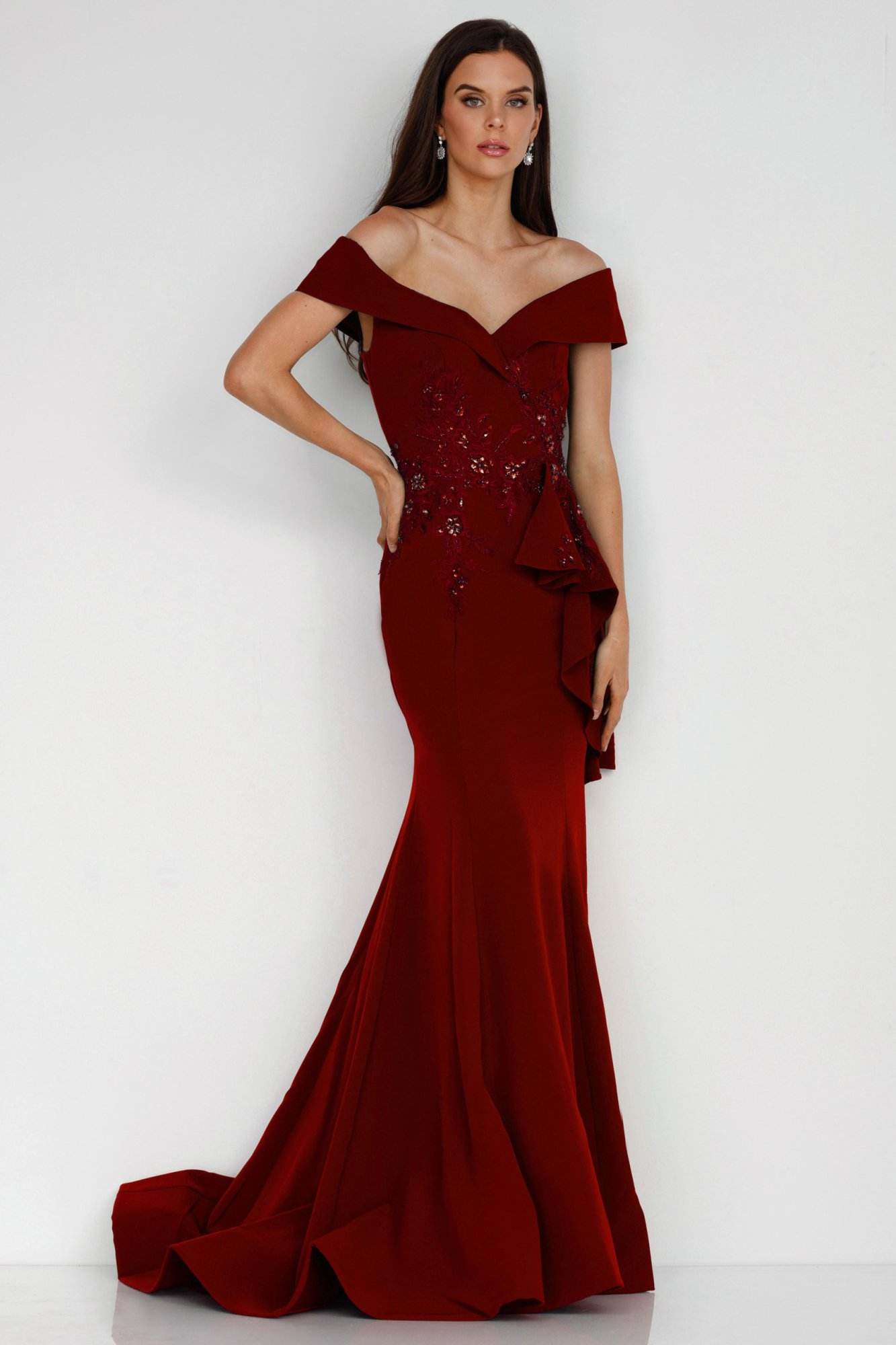 Terani Couture 1911M9339 Long Off Shoulder Prom Dress
