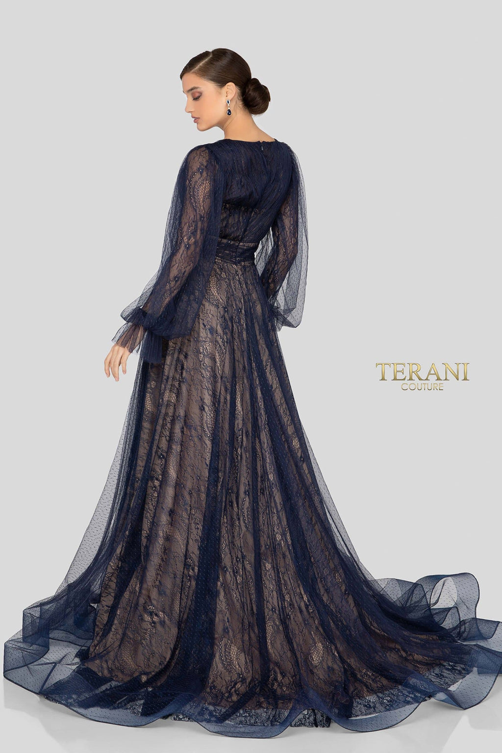 Terani Couture 1913M9414 Long V-Neck Formal Dress