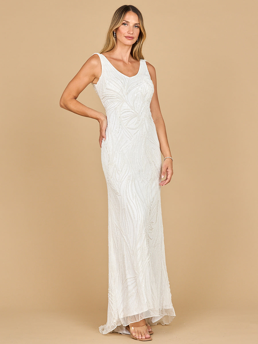 Lara Dresses 51200 Beaded Long Formal Fitted Wedding Dress