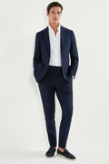 Blue wool and silk seersucker suit - Made in Italy