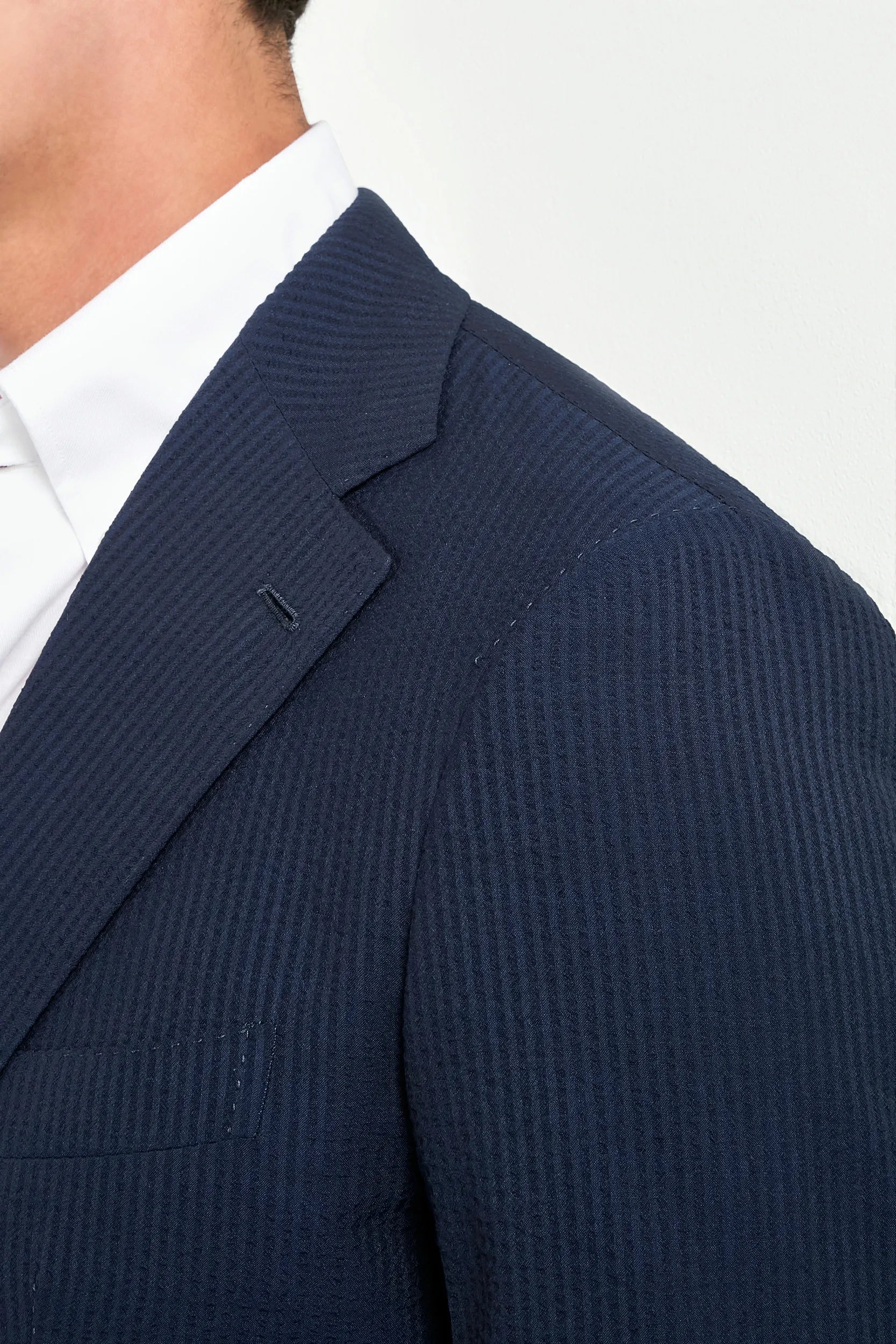 Blue wool and silk seersucker suit - Made in Italy