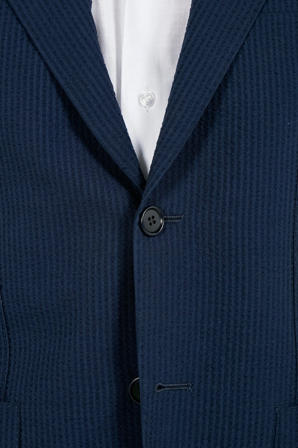 Blue wool and silk seersucker suit - Made in Italy