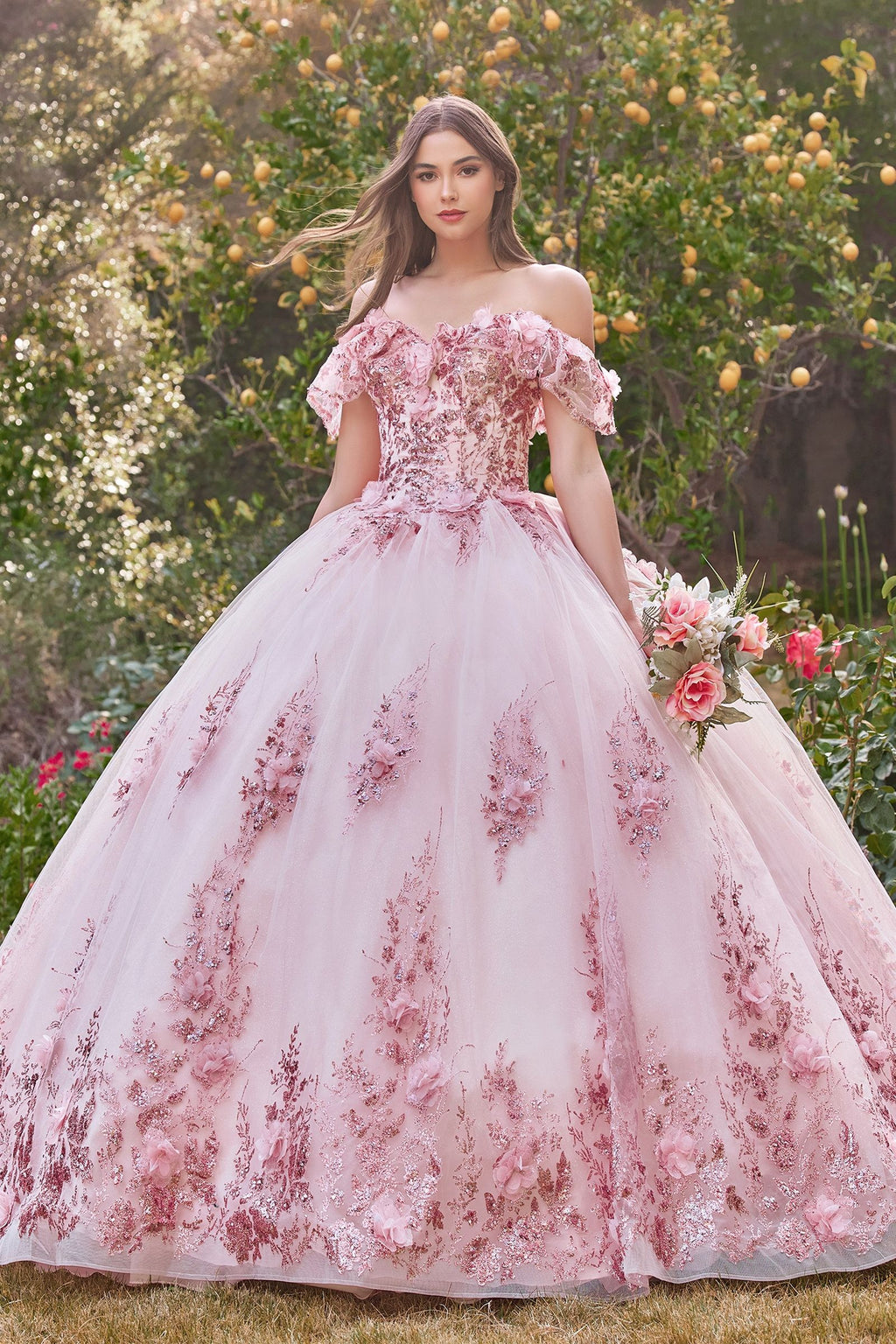 Long Ball Gown Quinceañera Dress by LaDivine 15701