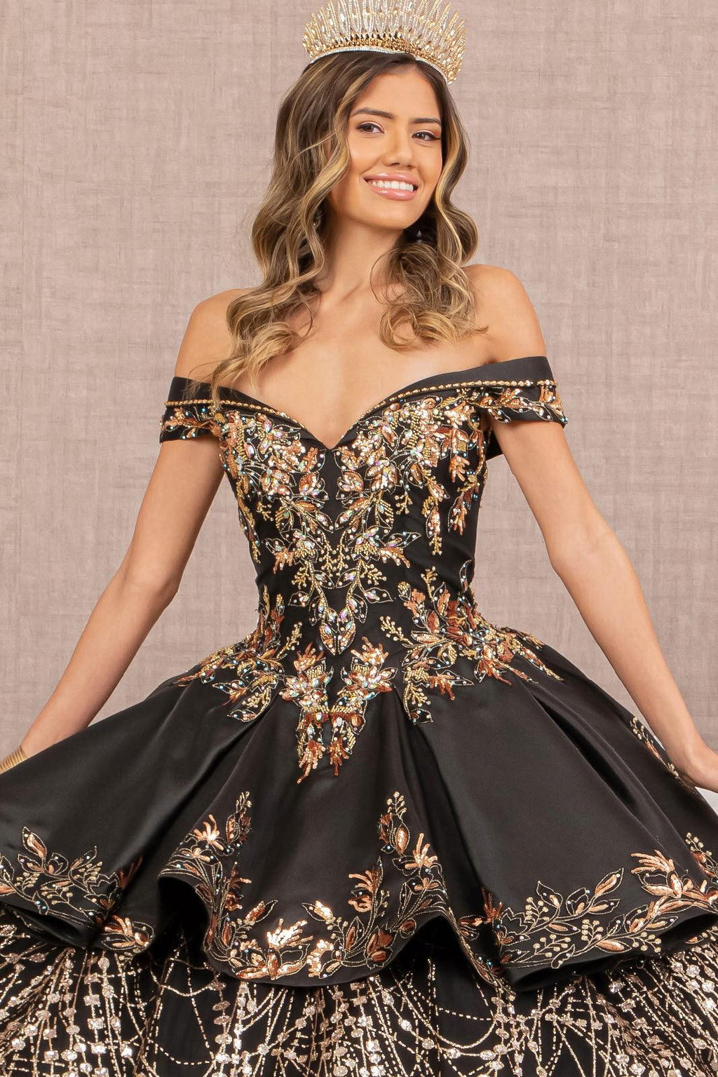 Long Quinceanera Satin Ball Gown