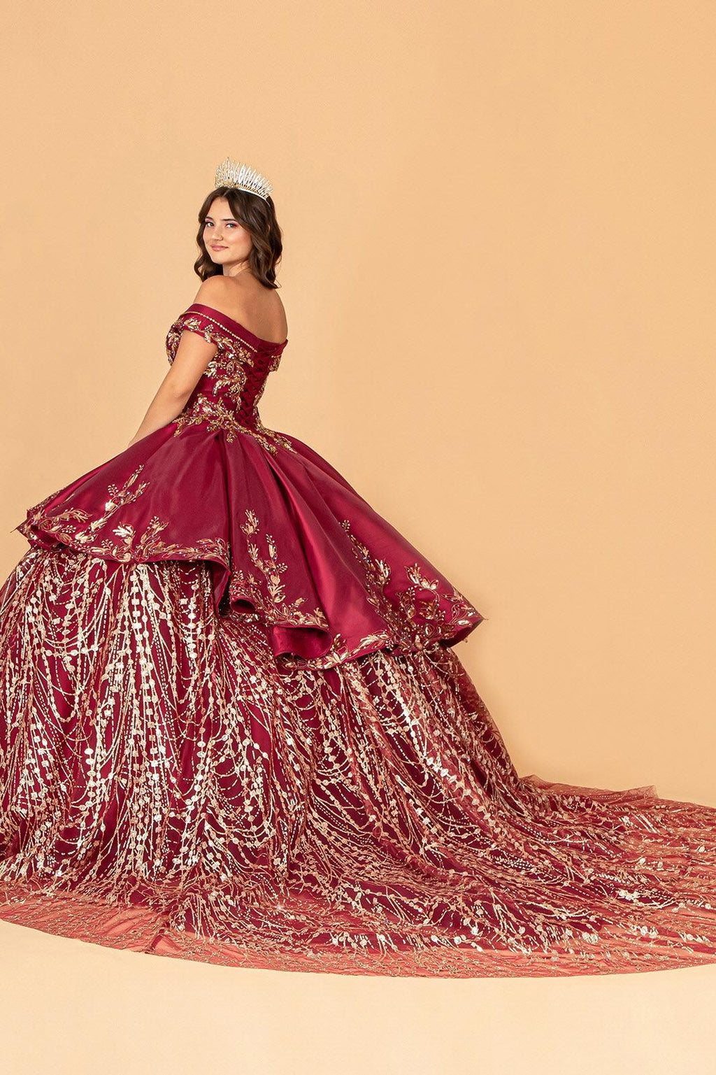 Long Quinceanera Satin Ball Gown