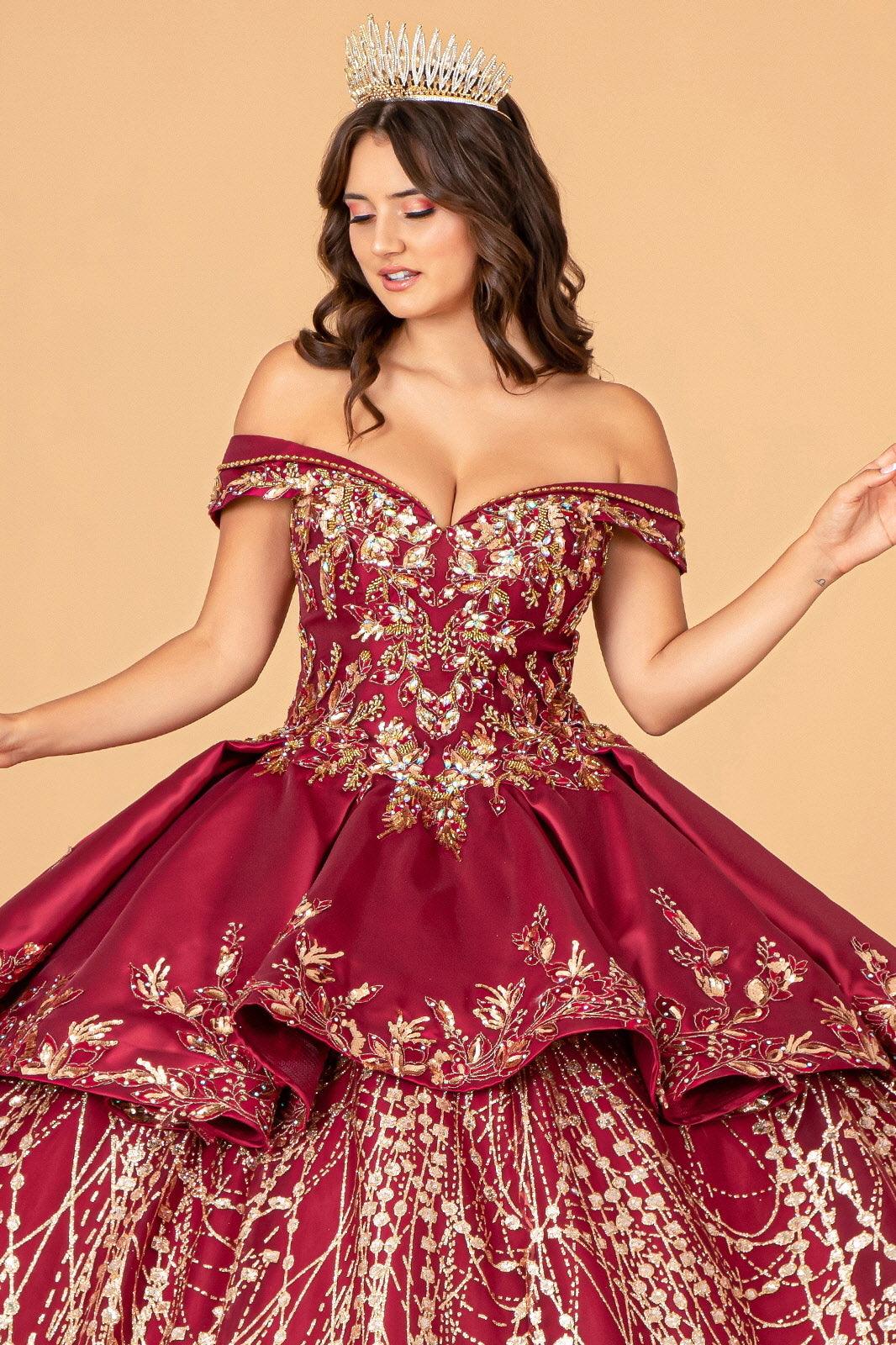 Long Quinceanera Satin Ball Gown