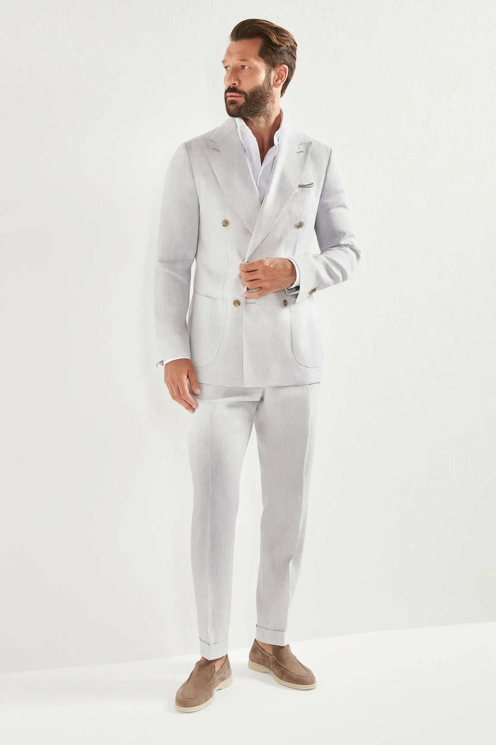 Ice double breasted Super 160's blend suit - Made in Italy