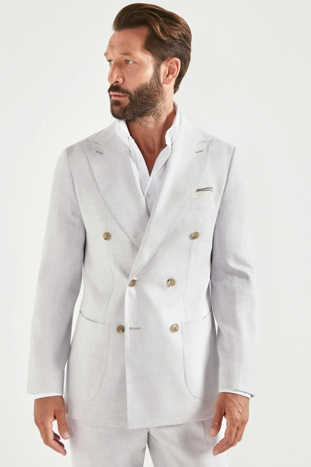Ice double breasted Super 160's blend suit - Made in Italy