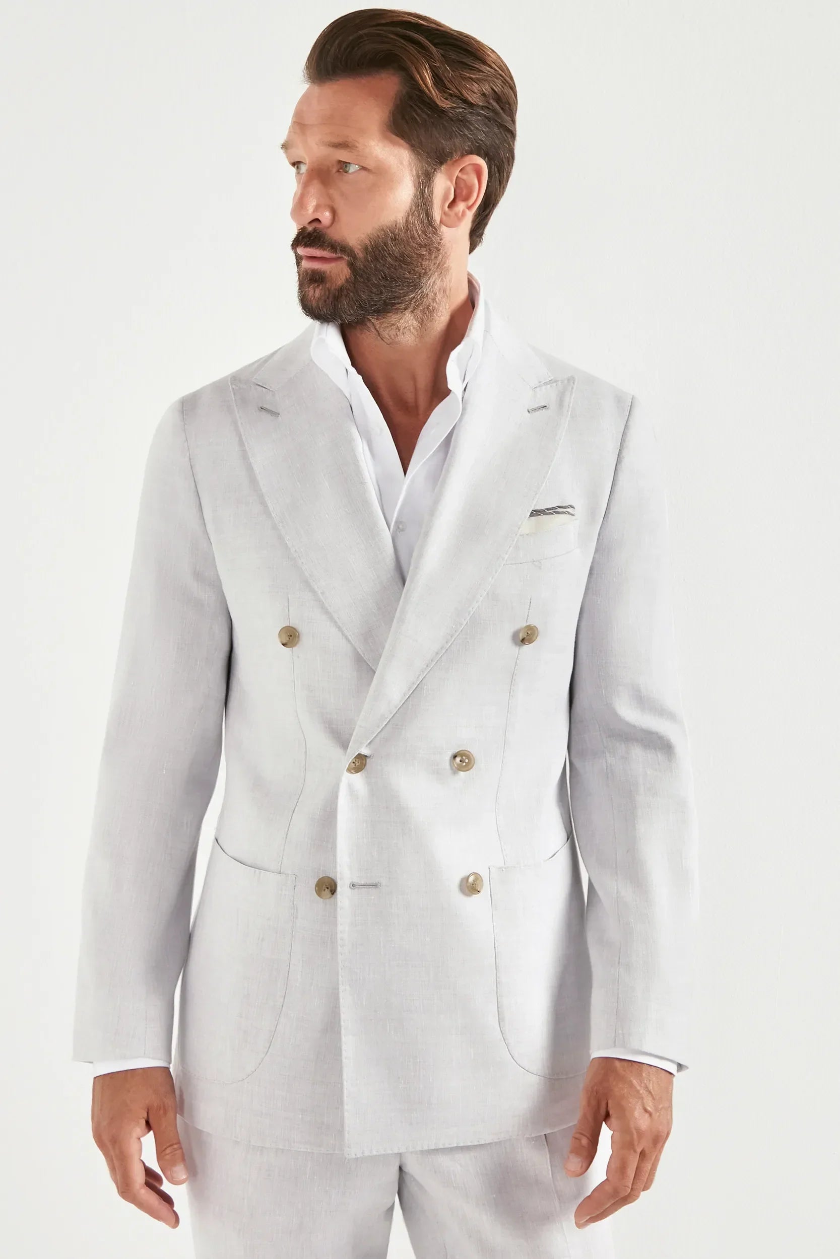 Ice double breasted Super 160's blend suit - Made in Italy