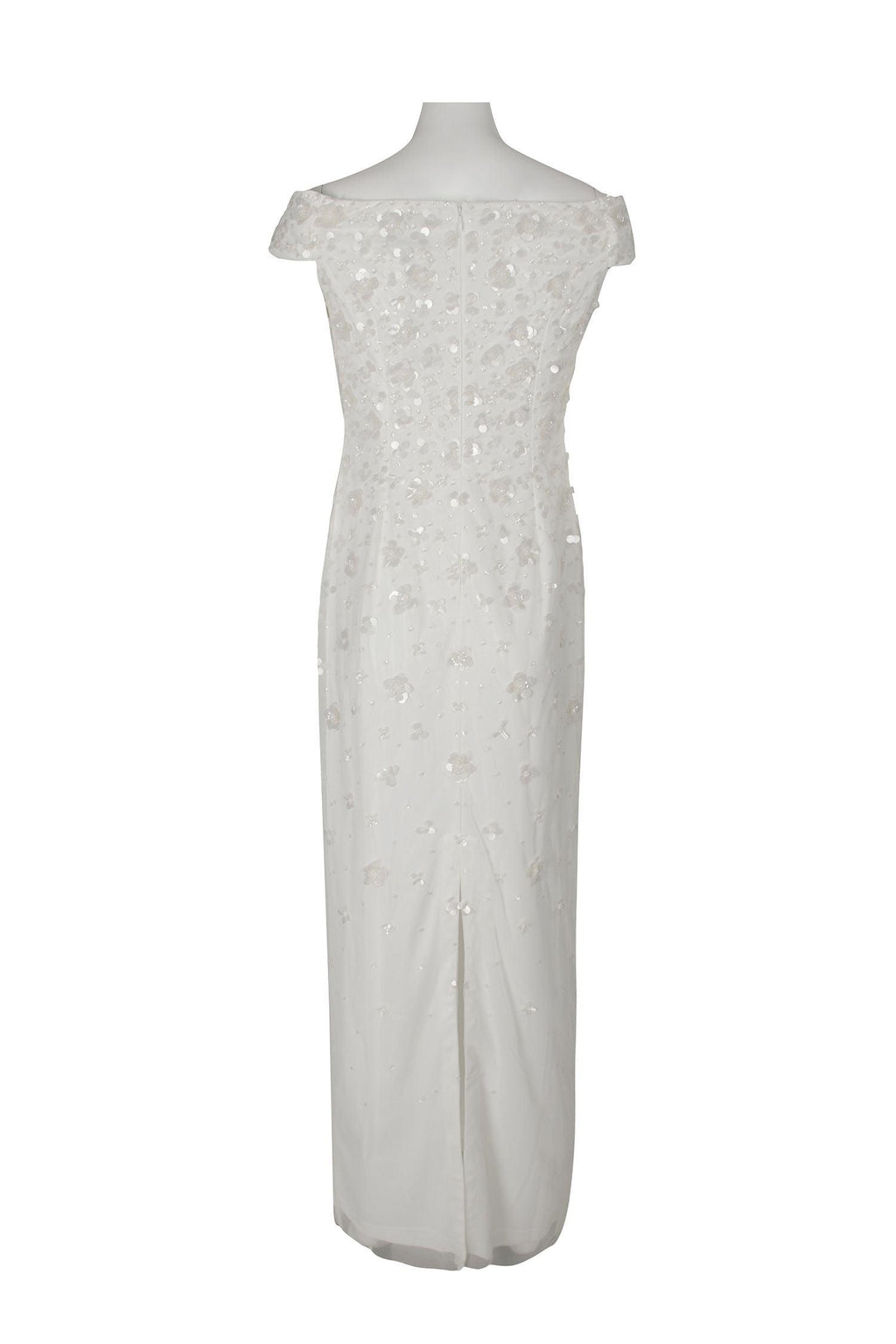 Adrianna Papell AP1E207584 Off-Shoulder Sequined Formal Mesh Dress