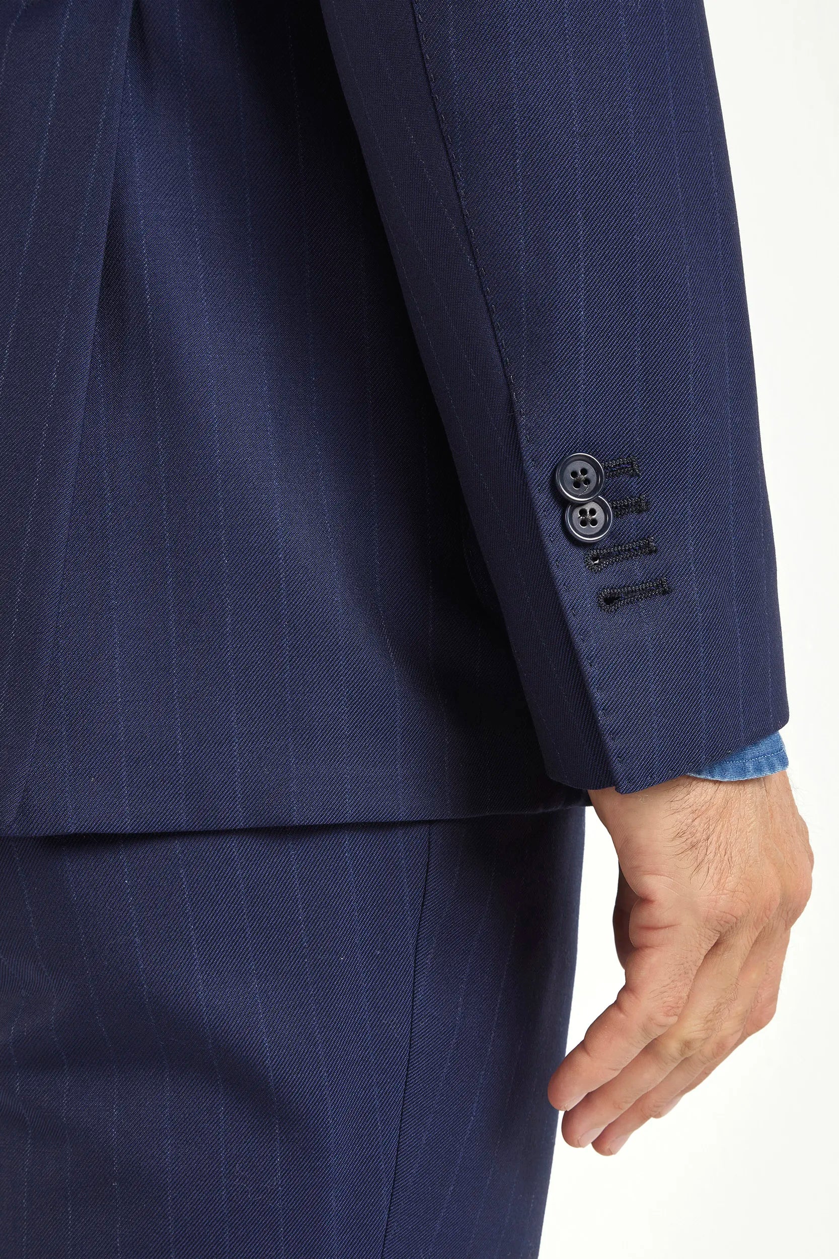 Blue striped double breasted suit - Made in Italy