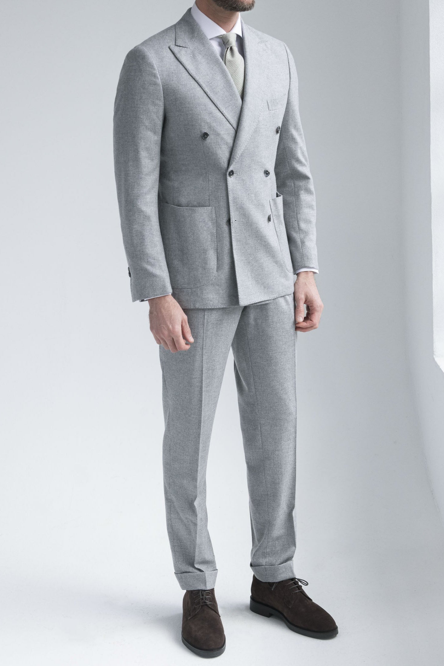 Grey wool and cashmere double breasted suit - Made in Italy