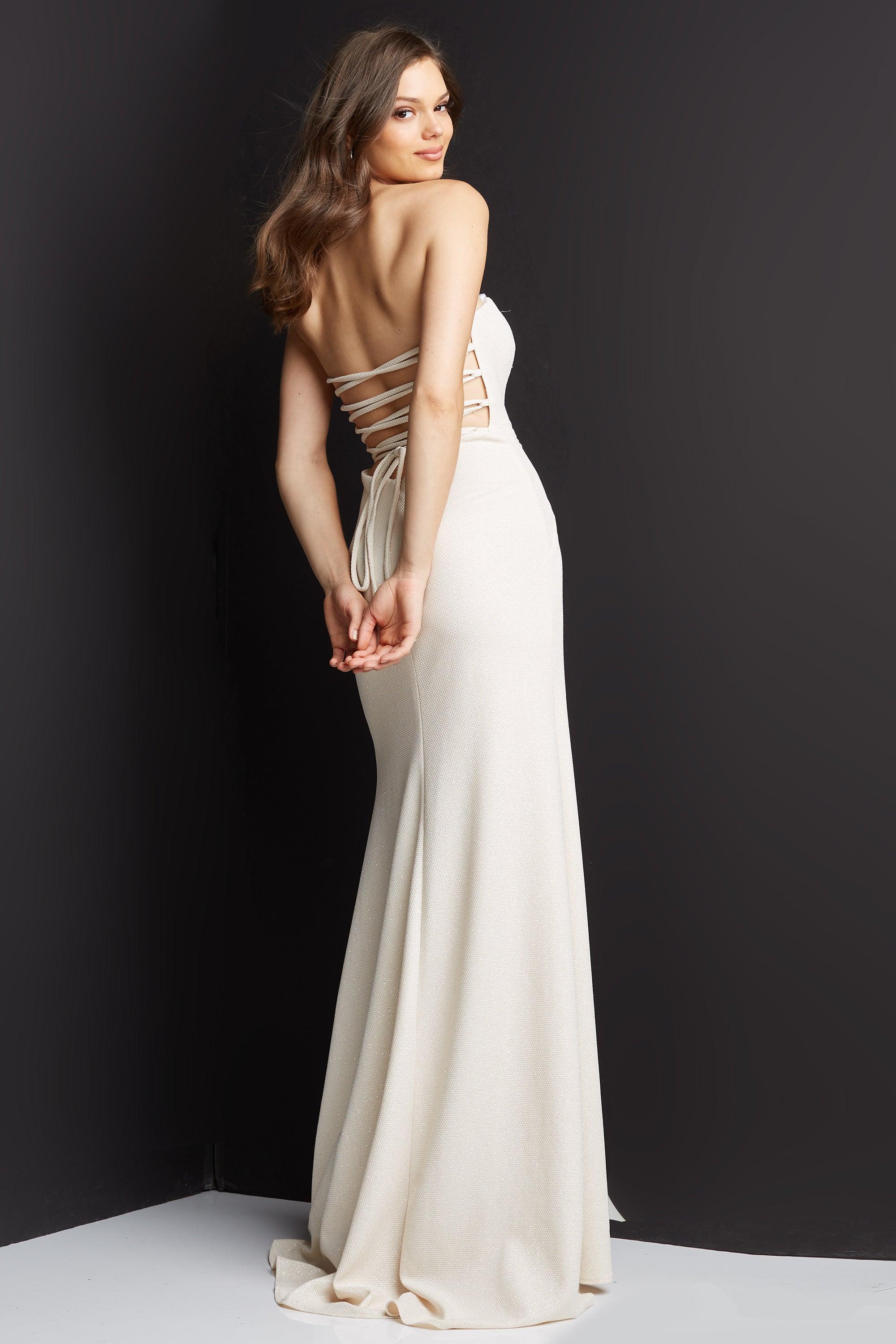 Jovani 08510 Strapless Tie Back Long Prom Dress