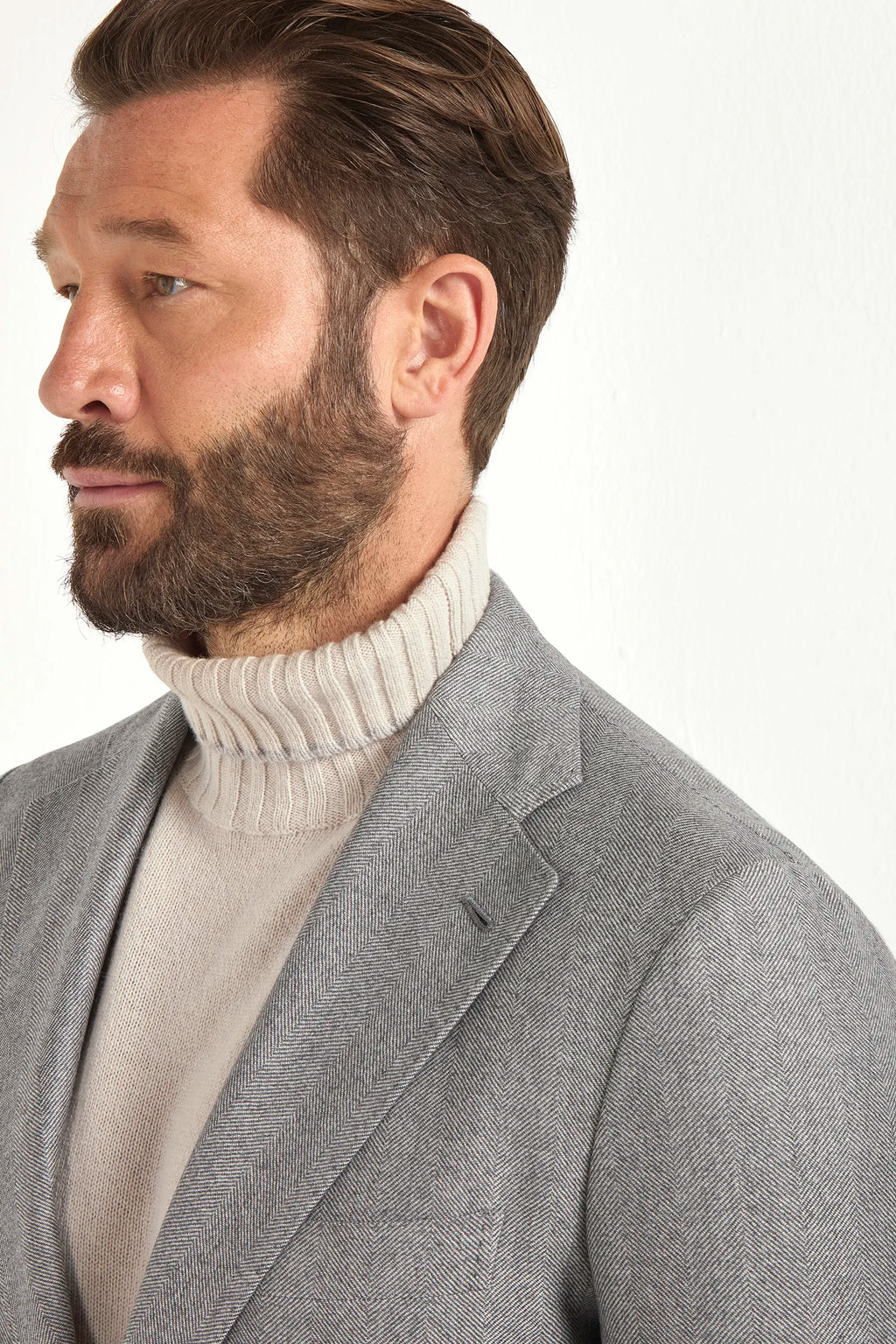 Light grey herringbone suit - Made in Italy