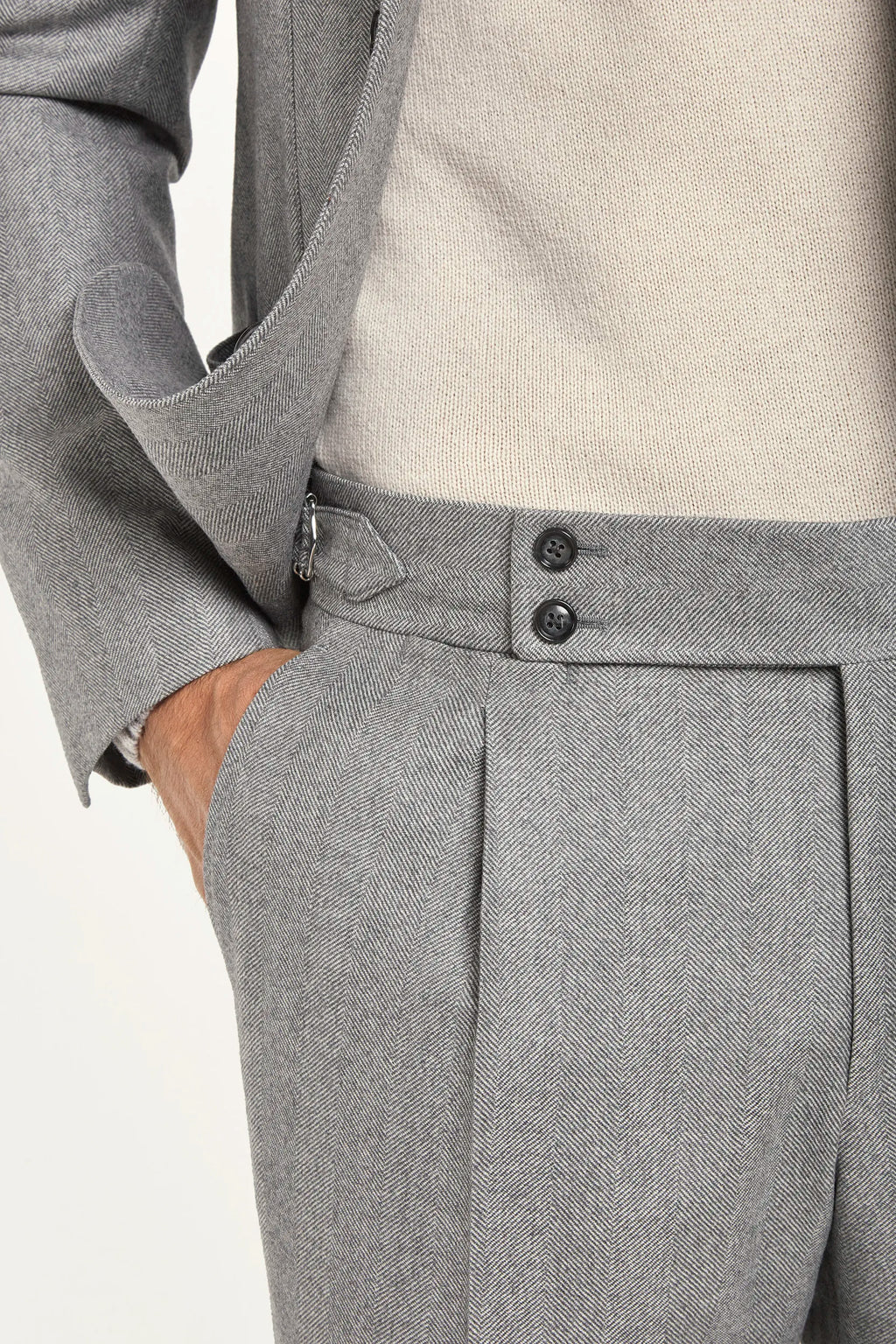 Light grey herringbone suit - Made in Italy
