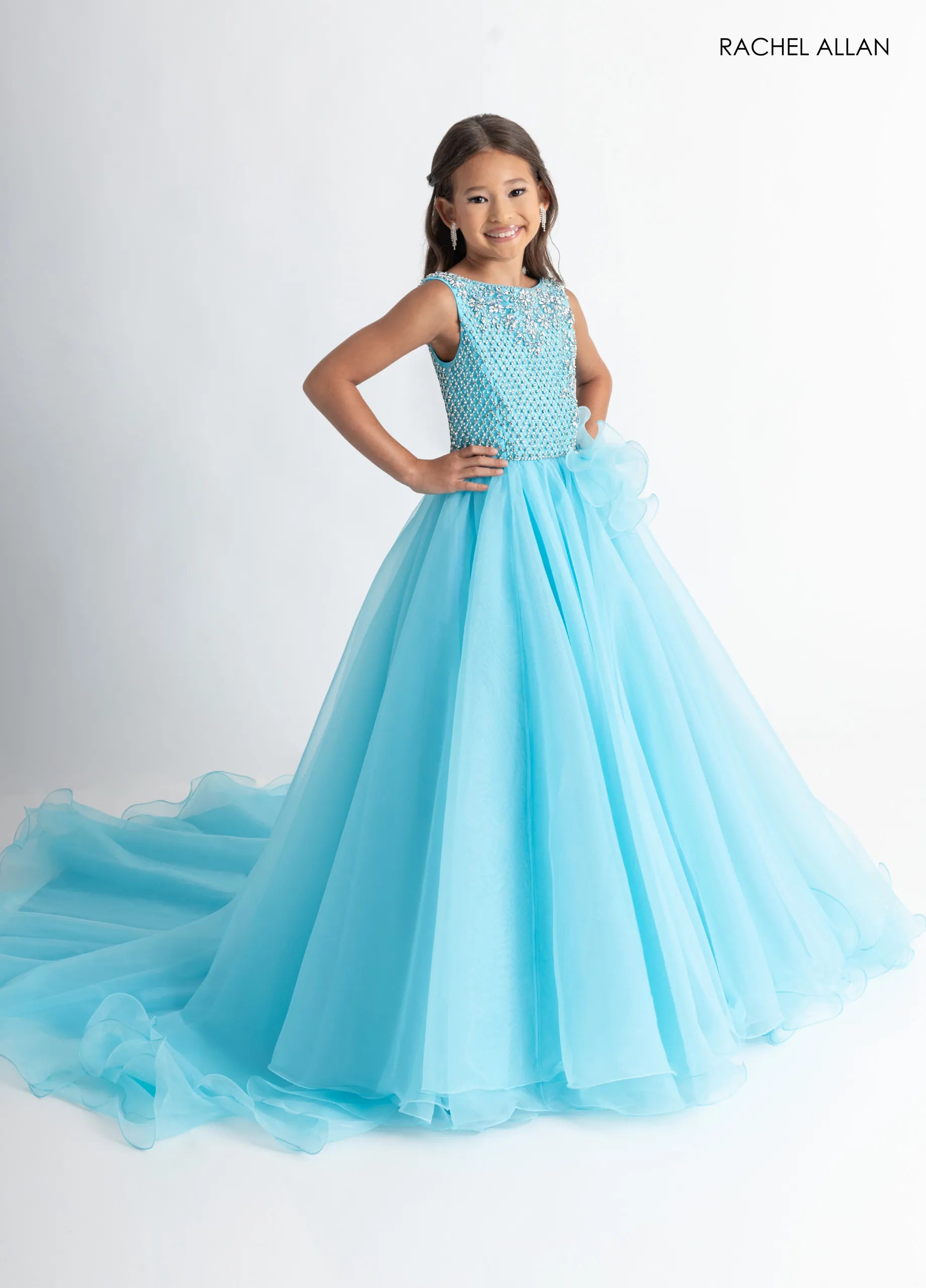 Jewel Neck Ballgown Organza Flower Girl Dress by Rachel Allan 10312
