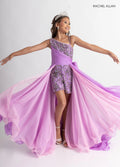 One-Shoulder Short Embellished Romper Gown by Rachel Allan 10311