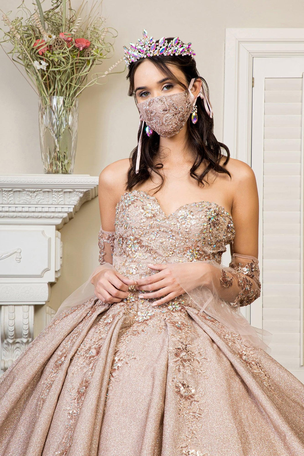Long Ball Gown Strapless Quinceanera Dress