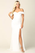 Long Off Shoulder Fitted Wedding Dress