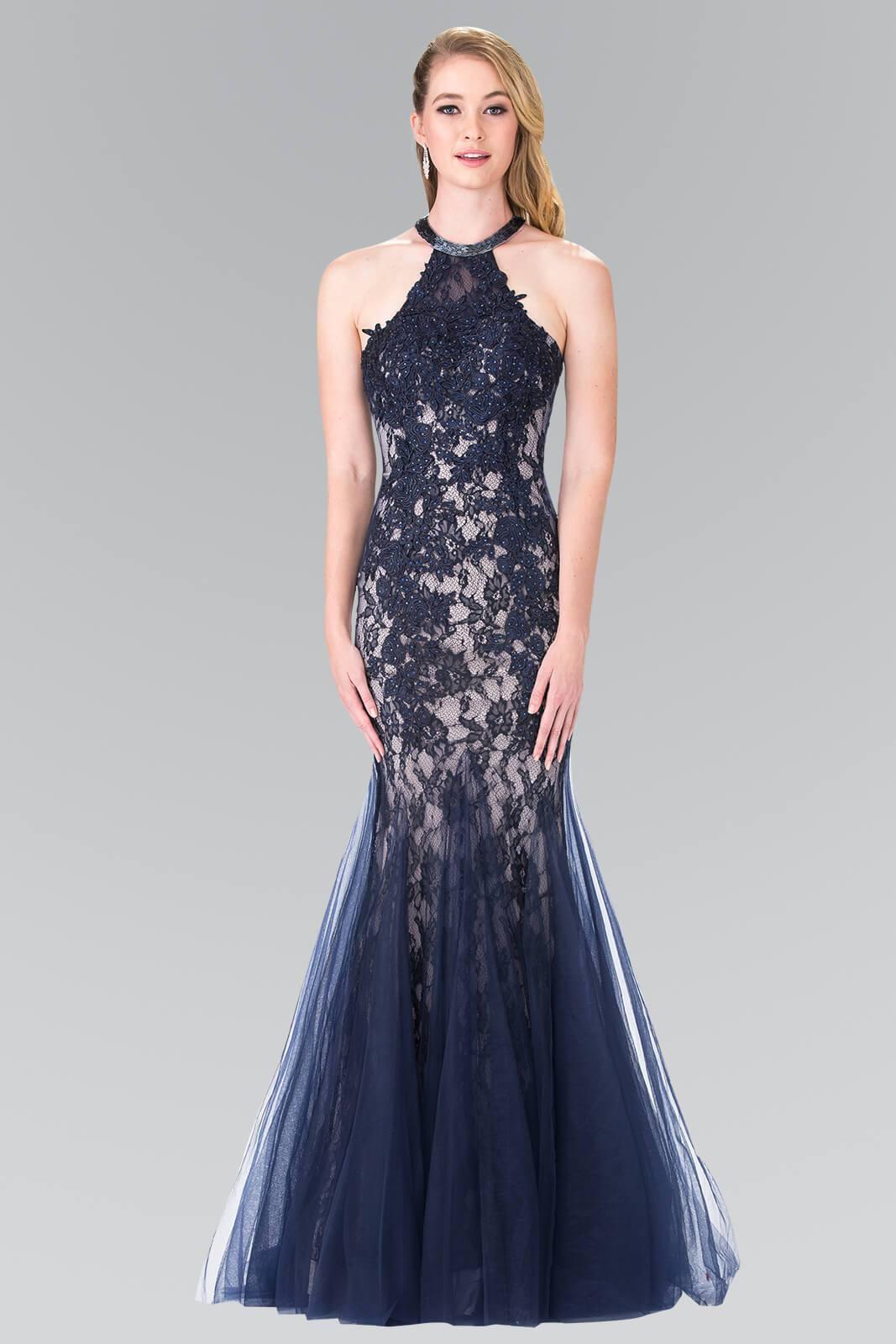 Long Wedding Dress Halter Lace Mermaid Gown
