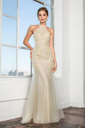 Long Wedding Dress Halter Lace Mermaid Gown