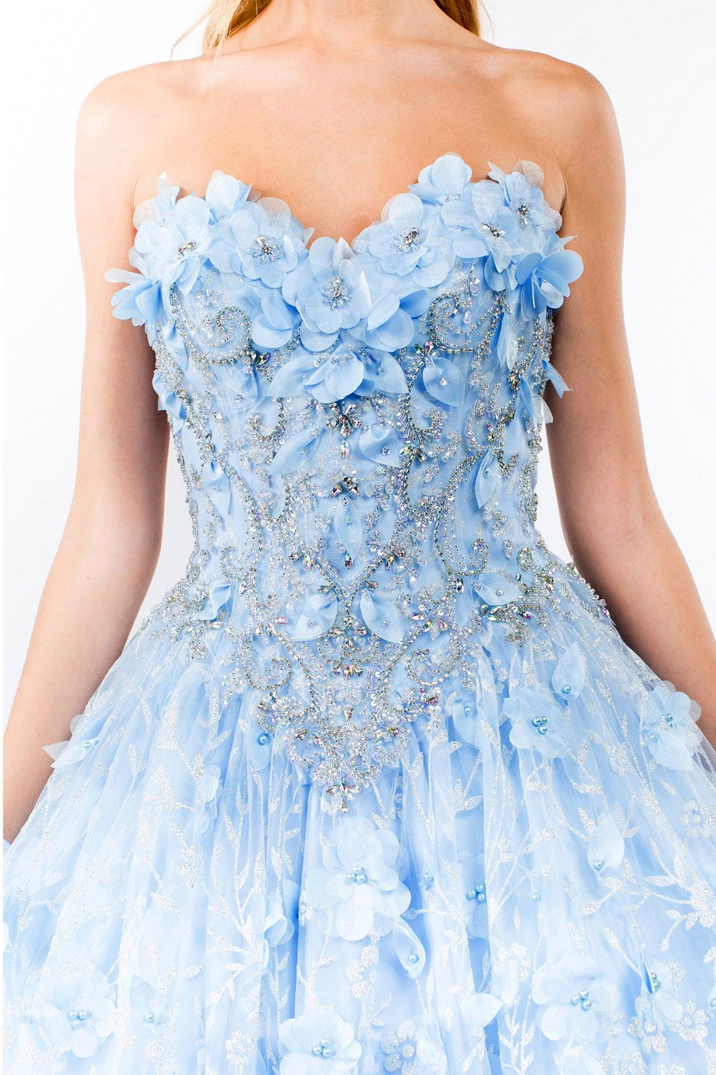Strapless with Mesh Cape Quinceanera Dress