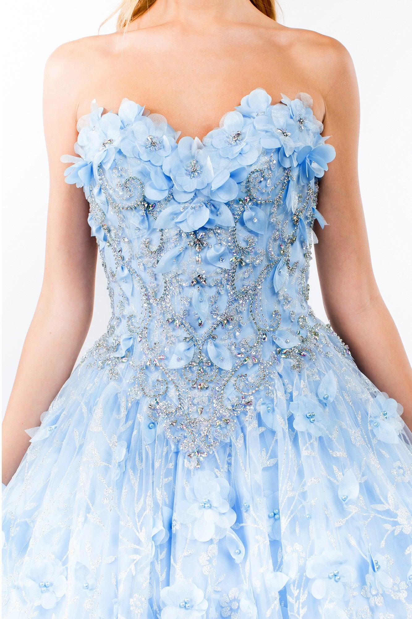 Strapless with Mesh Cape Quinceanera Dress