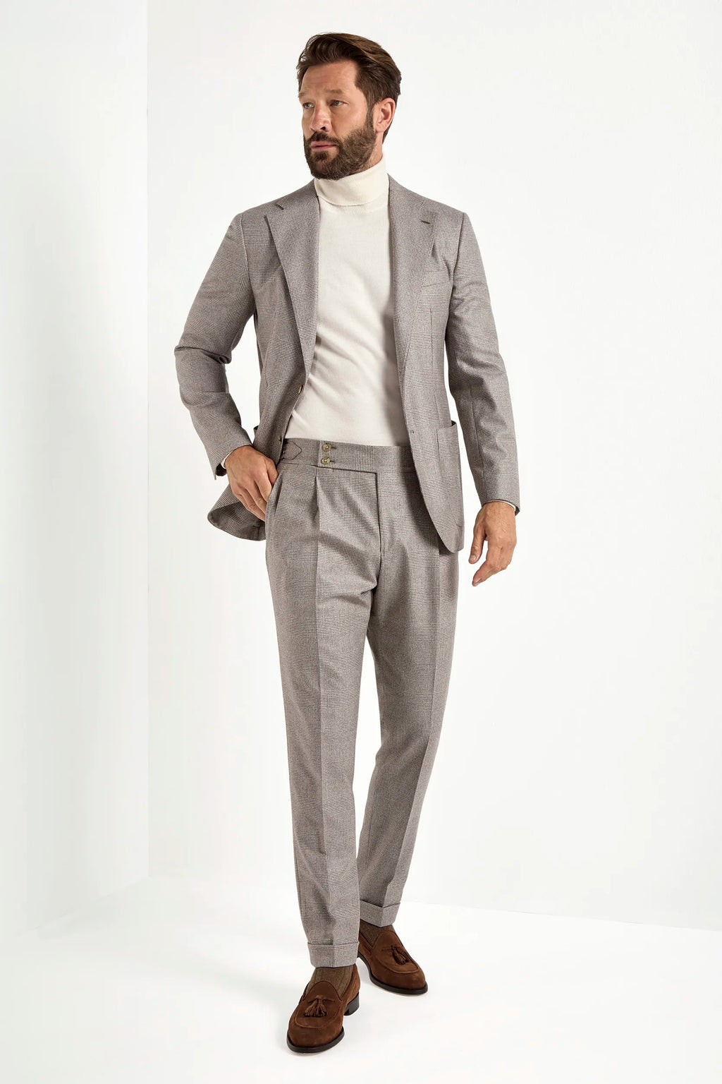 Taupe Prince of Wales suit - Made in Italy