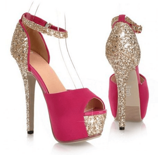 Wedding Glitter High Heels Platform Bridal Shoes